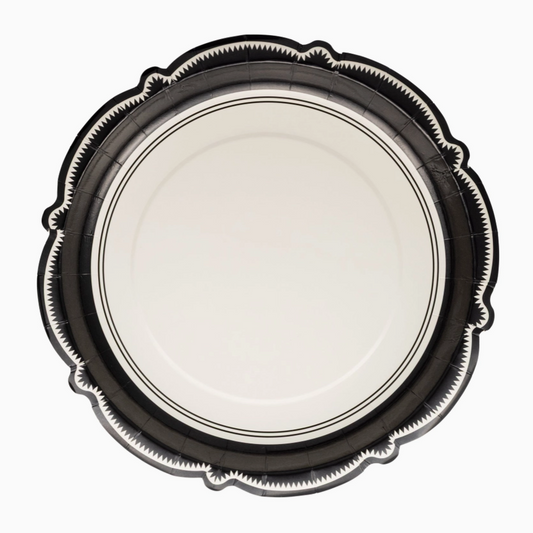 Provincial Edge paper plates with vintage-style border design