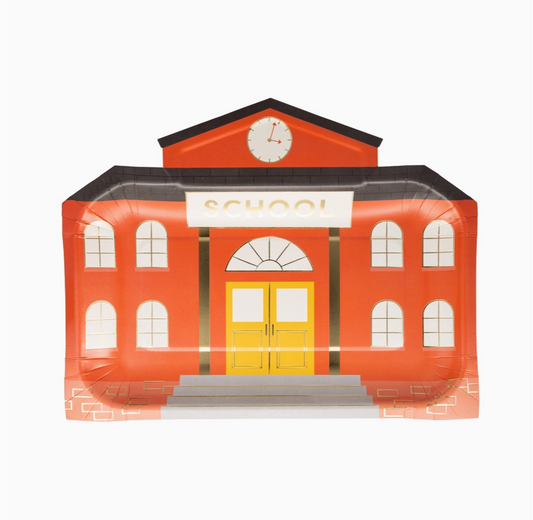 schoolhouse paper plates stacked