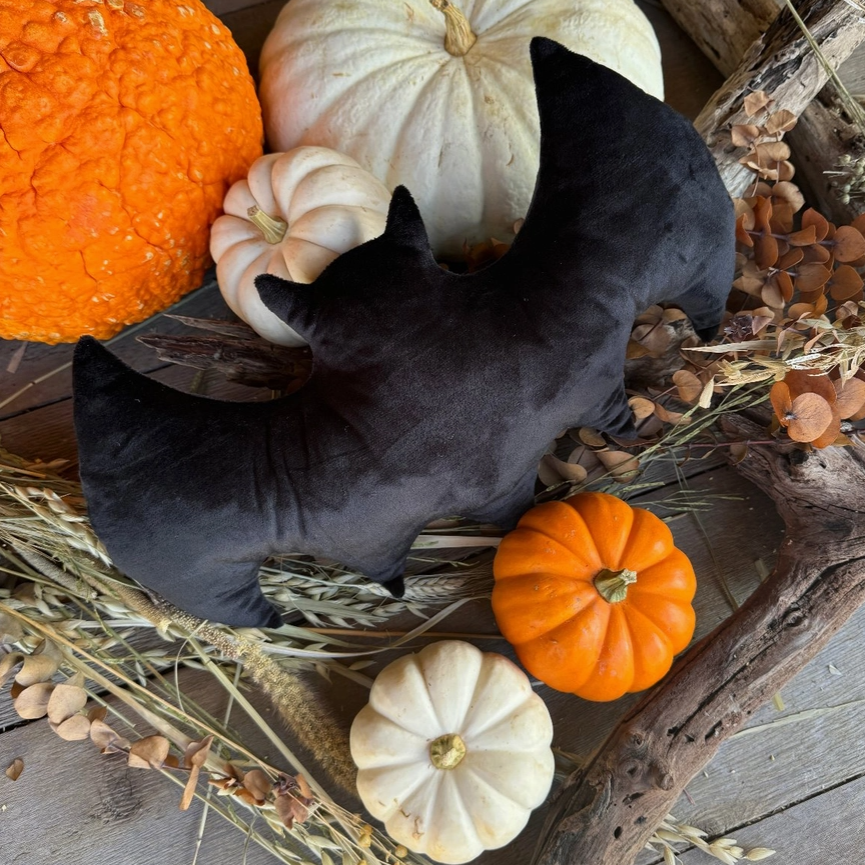 Halloween accent pillow with flying bats
