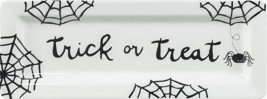 Trick or Treat snack plate with spooky Halloween design