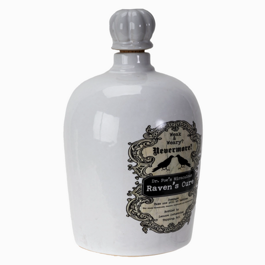 Halloween potion prop with Raven’s Cure label