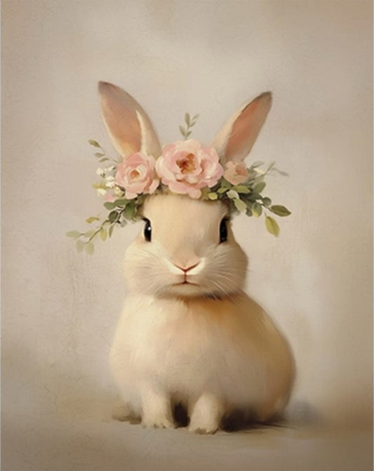decor print :: bunny with floral crown