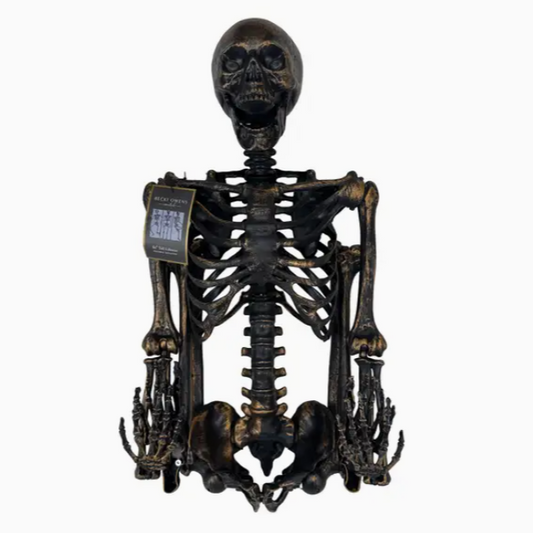 Halloween skeleton prop on porch