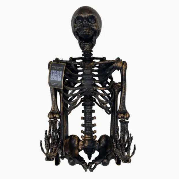 Halloween skeleton prop on porch