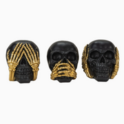 No Evil skull set of 3 decorative figurines