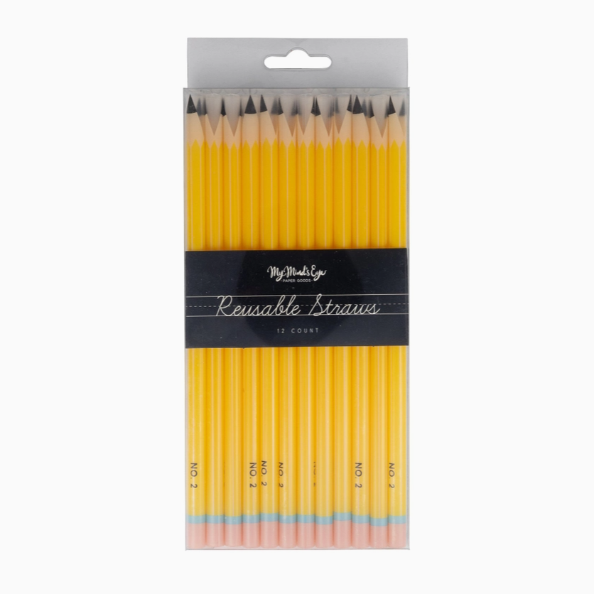 colorful pencil party straws