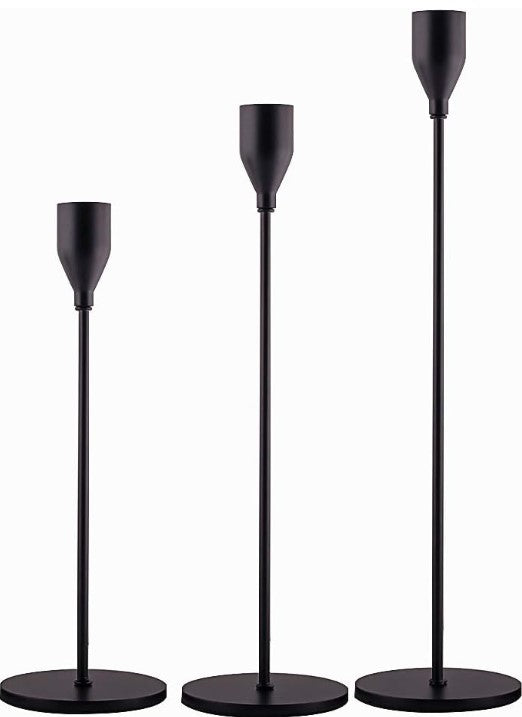 taper candle holders :: matte black {set of 3}