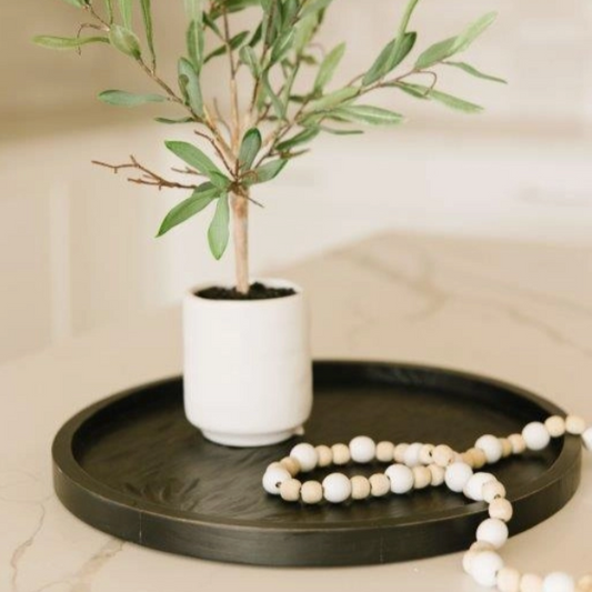 Black wood decorative serving tray