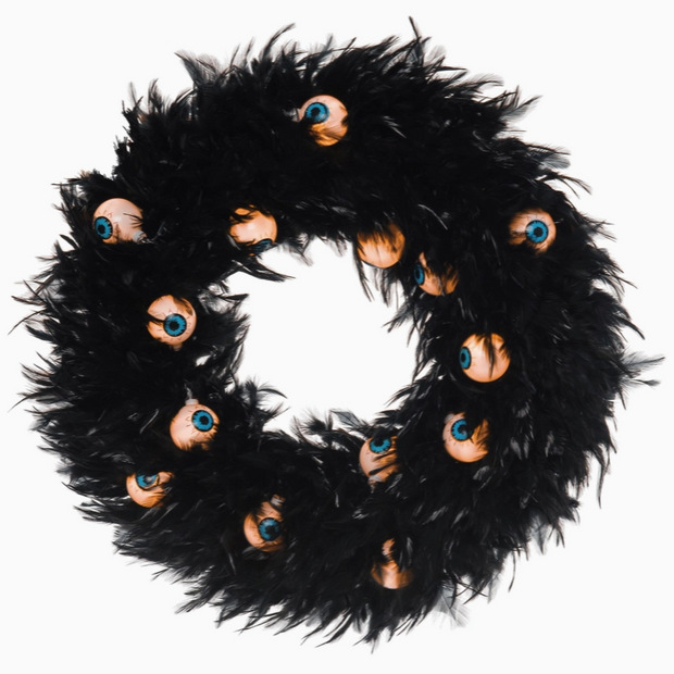 eerie eyes wreath with creepy eye decorations