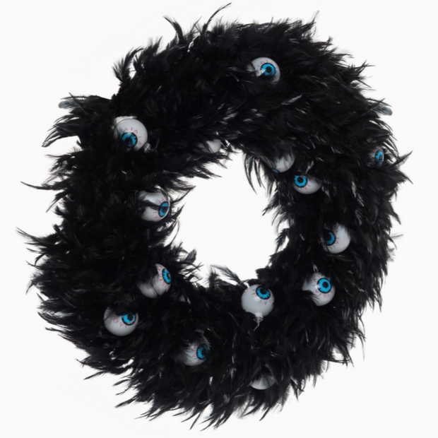 spooky Halloween wreath with eyeball accents