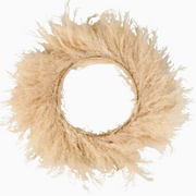 Beige pampas grass wreath on a white background